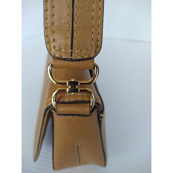 Adrienne Vittadini shoulder satchel handbag purse tan brown medium sleek classic - Picture 15 of 16